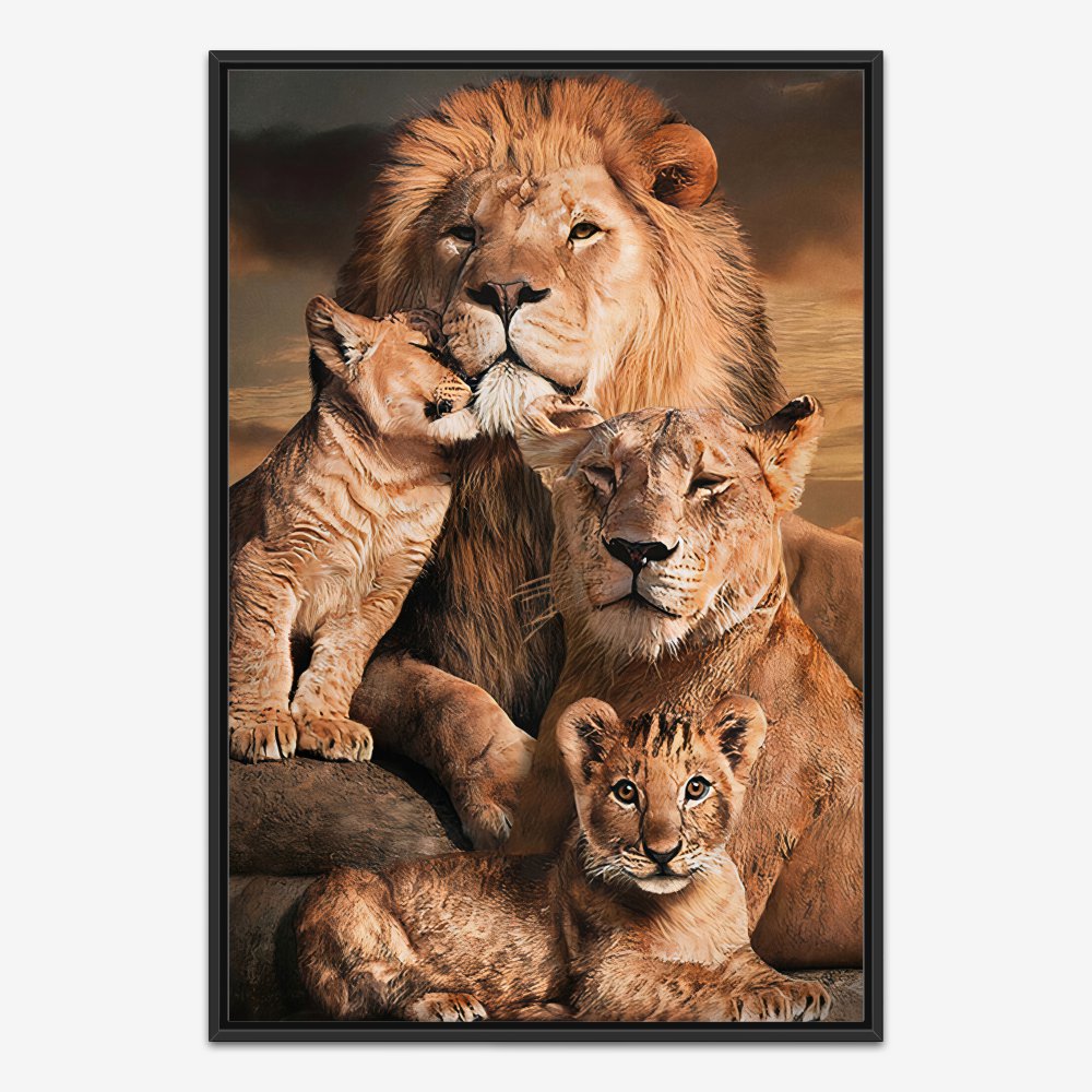 Quadro Família de Leões e Dois Filhos - Imagem 3