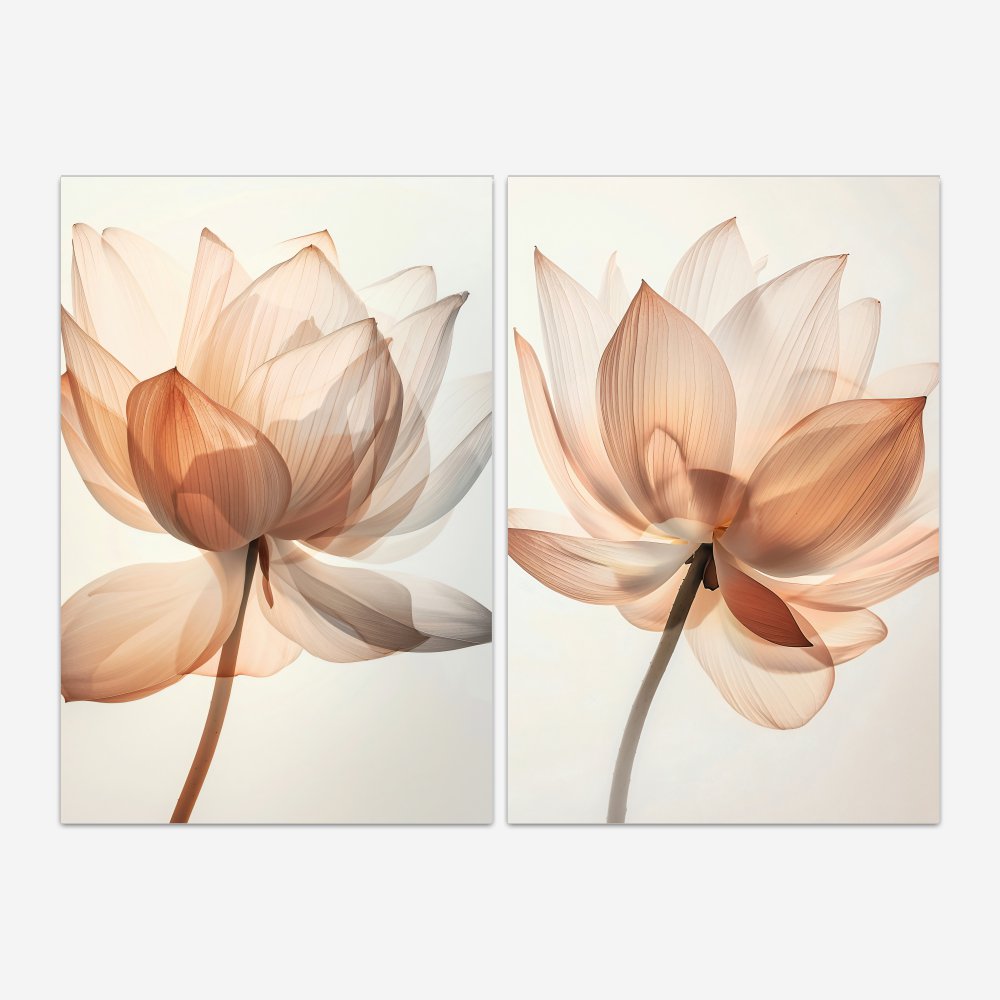 Quadro Translucent Flowers kit duas telas - Imagem 2