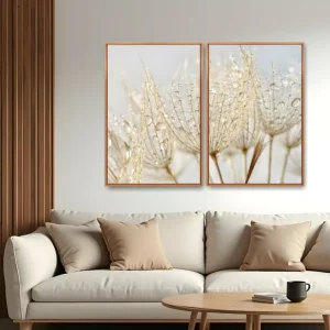 Quadro Dente-de-Leão Gotas Elegantes kit duas telas