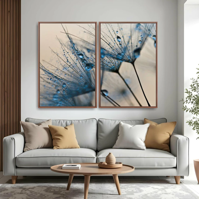 Quadro Dente-de-leão Blue kit duas telas