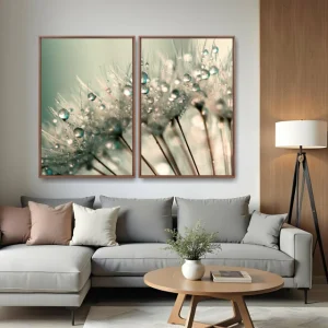 Quadro Dente de Leão Orvalho Verde kit duas telas