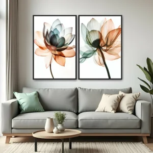 Quadro Flores em Tons kit duas telas