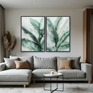 Quadro Folhagens Verdes kit duas telas