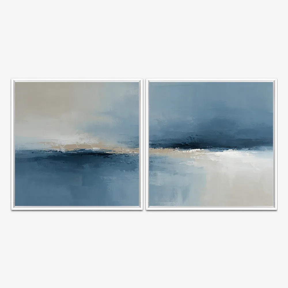Quadro Blue Beige In Paint kit duas telas - Imagem 4