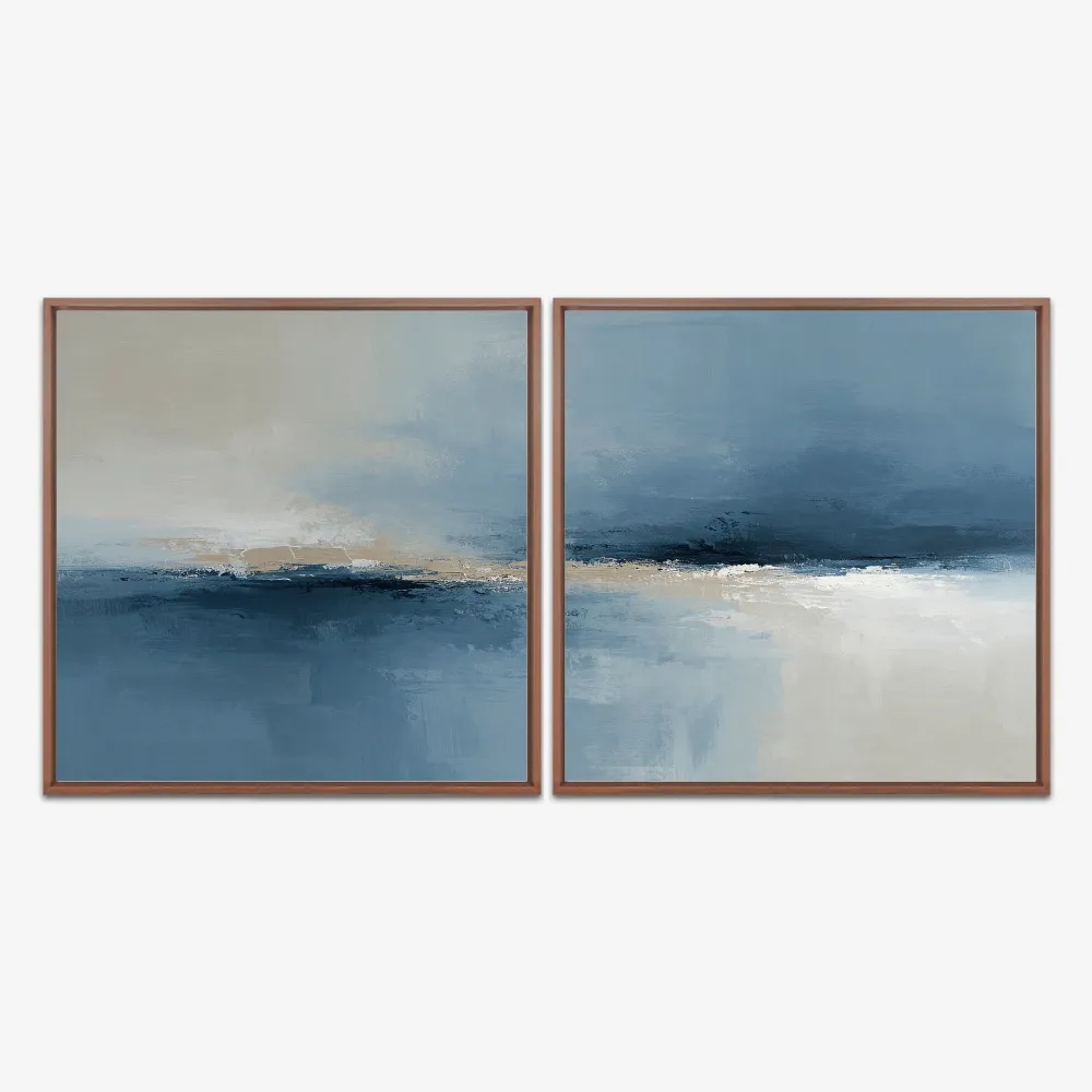 Quadro Blue Beige In Paint kit duas telas - Imagem 5