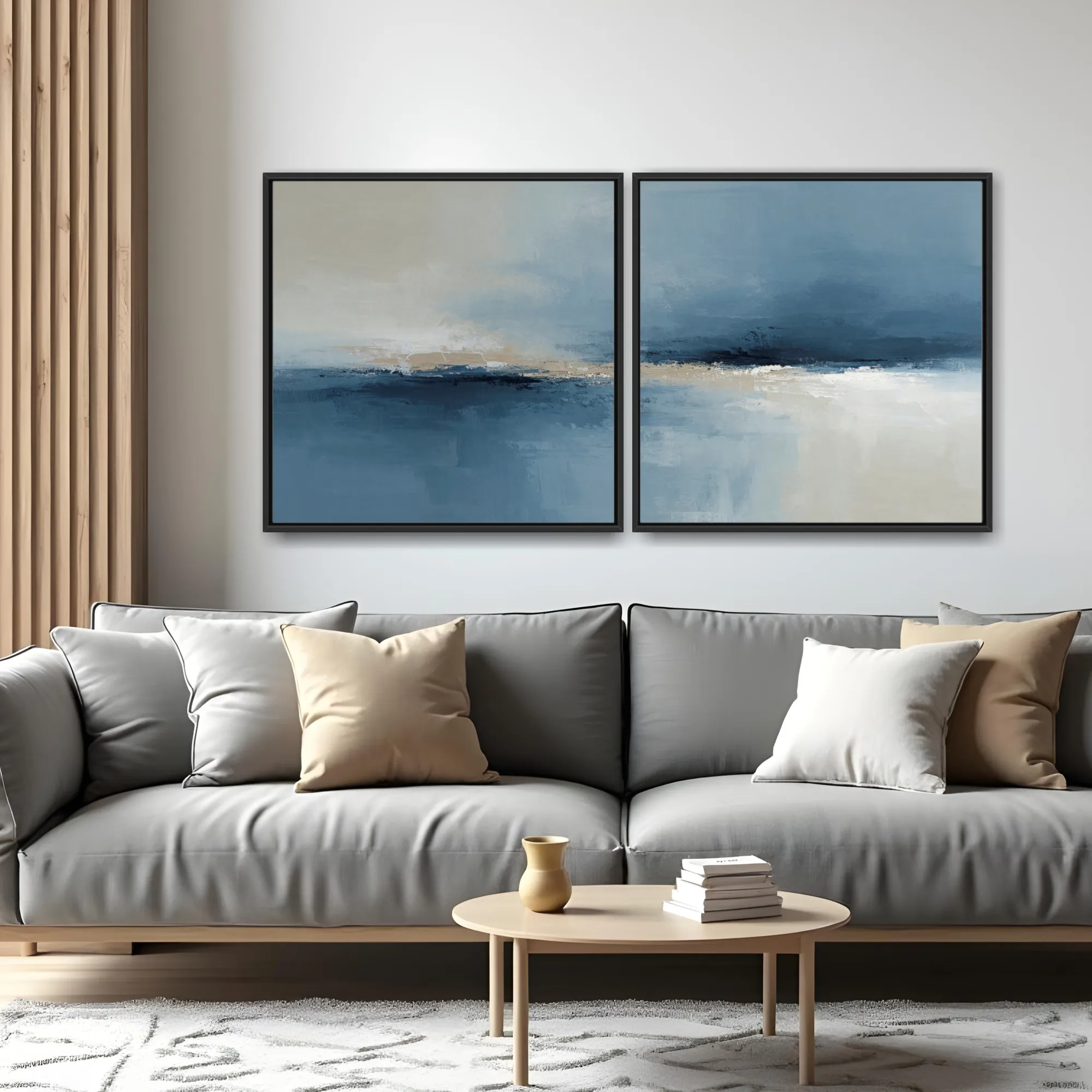 Quadro Blue Beige In Paint kit duas telas