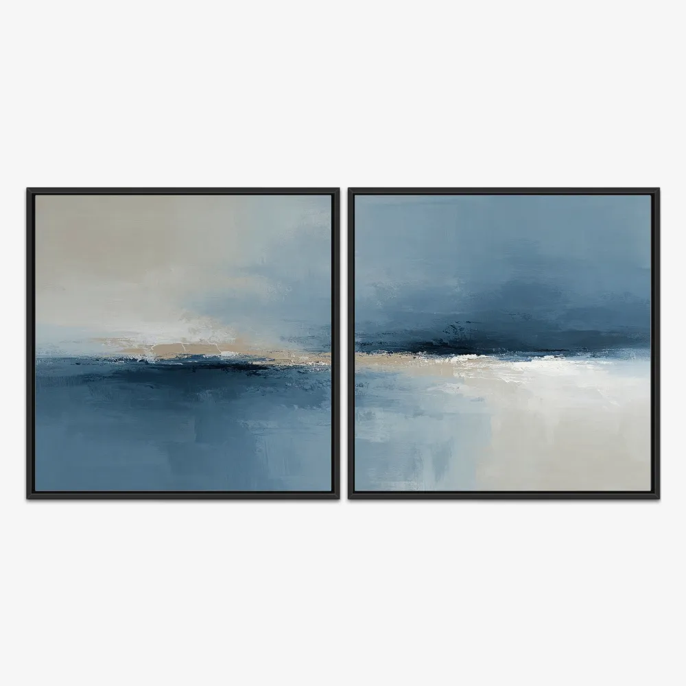 Quadro Blue Beige In Paint kit duas telas - Imagem 3