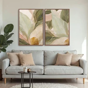Quadro Folhas Charmosas kit duas telas